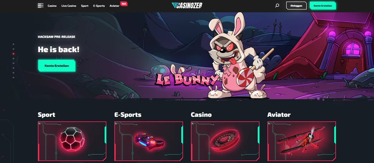 Page d'accueil du casino en ligne Casinozer