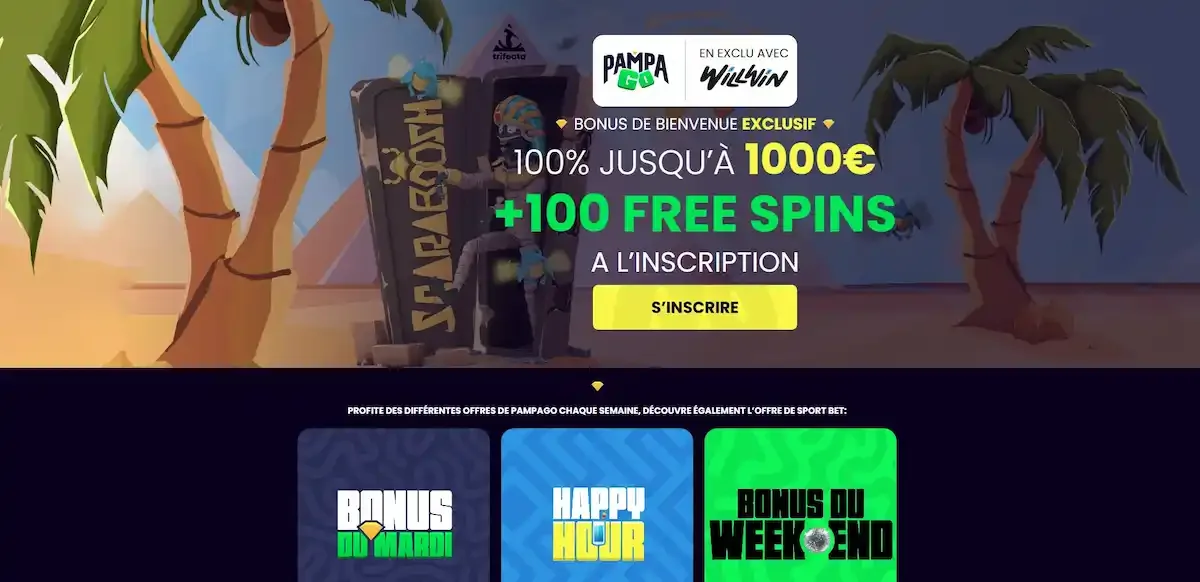 Page d'accueil du casino en ligne PampaGo