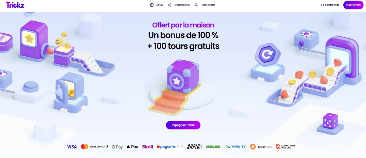 Page d'accueil du casino en ligne Trickz